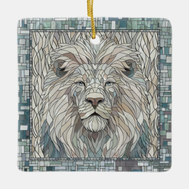 Lejona Porträtt Mosaic Art Julgransprydnad Keramik (Framsida)