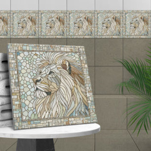 Lejona Porträtt Mosaic Art Kakelplatta