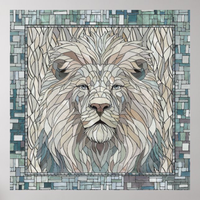 Lejona Porträtt Mosaic Art Poster (Framsidan)