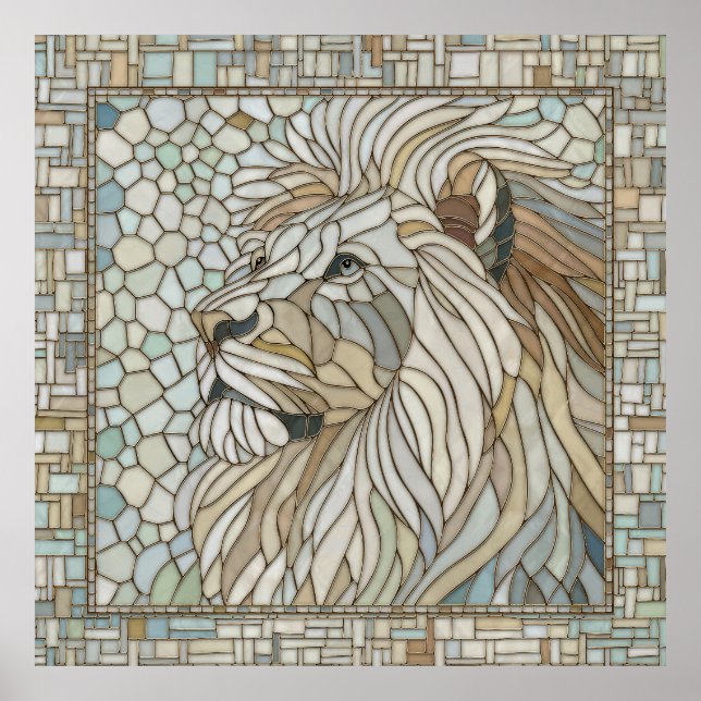 Lejona Porträtt Mosaic Art Poster (Framsidan)