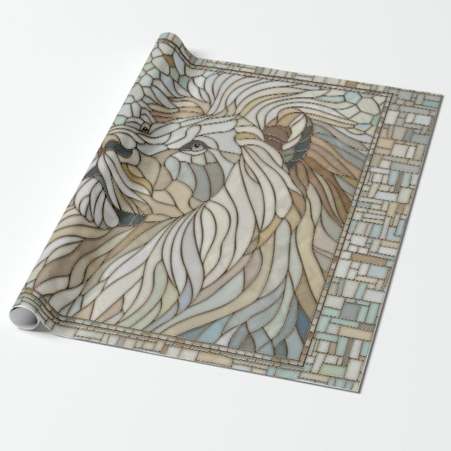 Lejona Porträtt Mosaic Art Presentpapper (Utrullad)