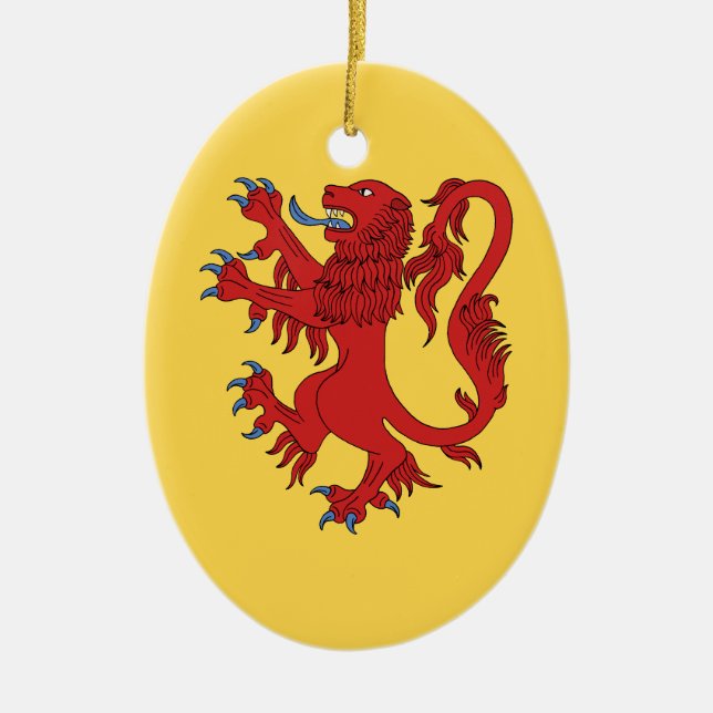 Lejona Rampant Gules Julgransprydnad Keramik (Framsidan)