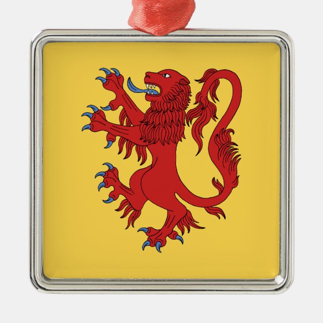 Lejona Rampant Gules Julgransprydnad Metall (Framsidan)
