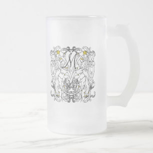 Lejona Rampant Renaissance Bröllop Frostat Ölglas