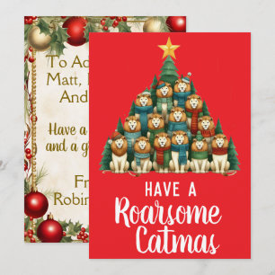 Lejona Roarsome Catmas Julgran Julkort