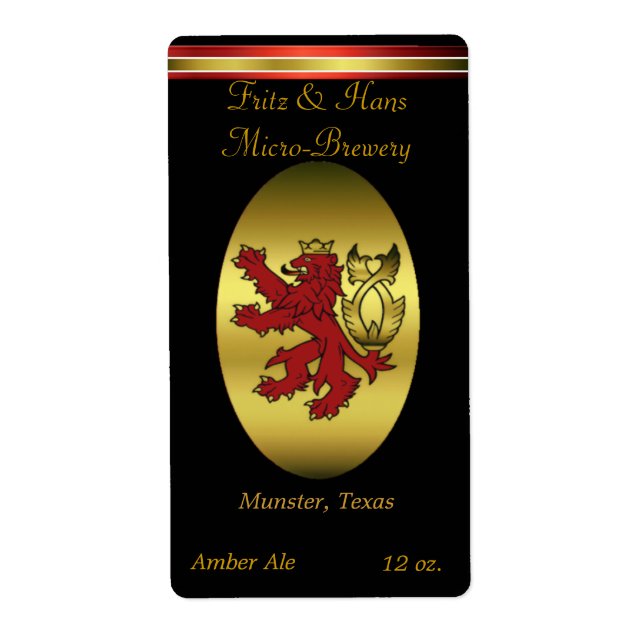 Lejona, röda, världsliga, ölmärken fraktsedel (Framsidan)