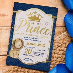 Lejona Royalet Prince Baby Shower Inbjudningar