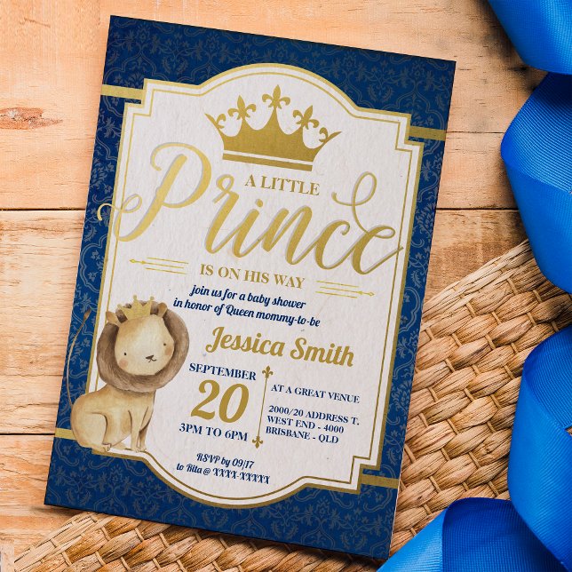 Lejona Royalet Prince Baby Shower Inbjudningar (Give yourself the full royal treatment to celebrate the arrival of your little lion prince. )