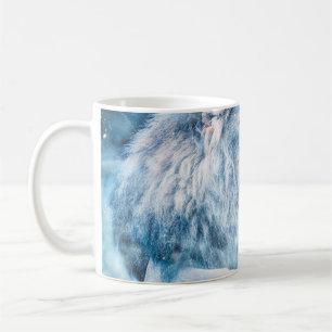 Lejona snö som ljuger upp konst kaffemugg