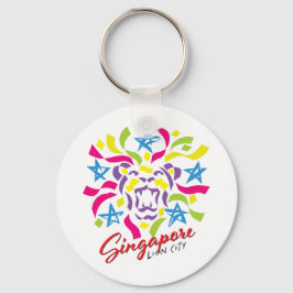 Lejona staden Firande i Singapore Nyckelring