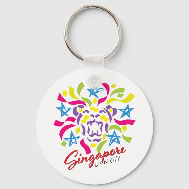Lejona staden Firande i Singapore Nyckelring (Framsida)