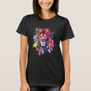 Lejona Stänk Kvinnor Kid, färgad Lejon chef T Shirt