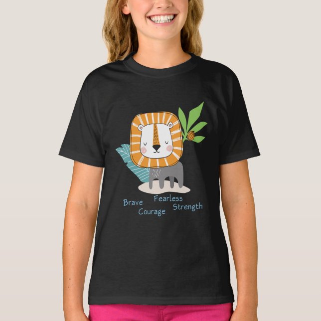 Lejona - Starka djur - Utbildning av barn T Shirt (Framsida)