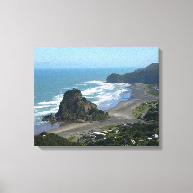 Lejona Sten Piha Beach Auckland Väster Kusten Canvastryck (Framsida)