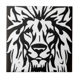 Lejona svarta och vita etsningar i huvudet kakelplatta
