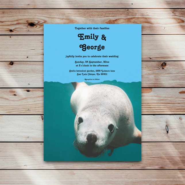 Lejona Teal Coastal Bröllop Inbjudningar (Skapare uppladdad)