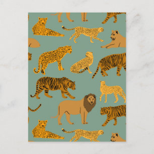 Lejona, tiger och Leopard Mönster Vykort