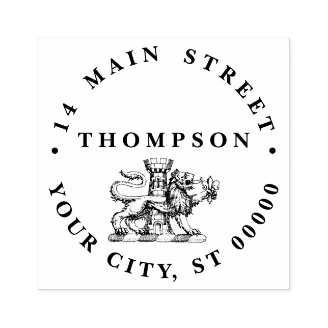 Lejona Torn Fleur de Lis Vapensköld Emblem C Stämpel (Tryck)