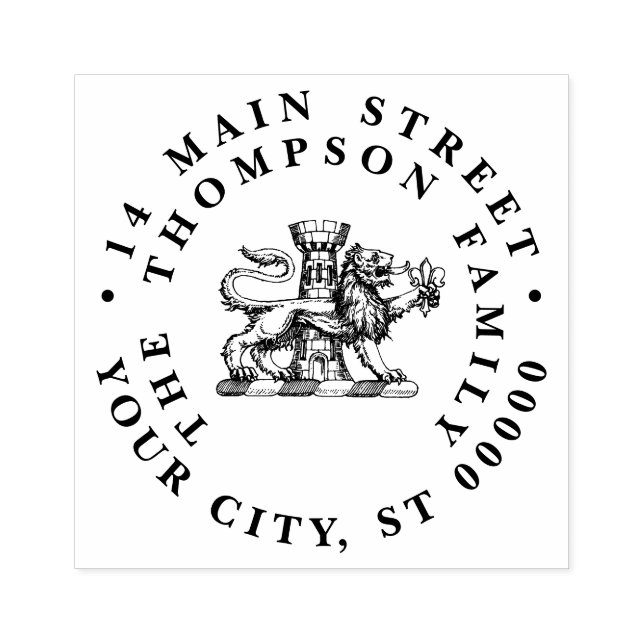 Lejona Torn Fleur de Lis Vapensköld Emblem C Stämpel (Tryck)