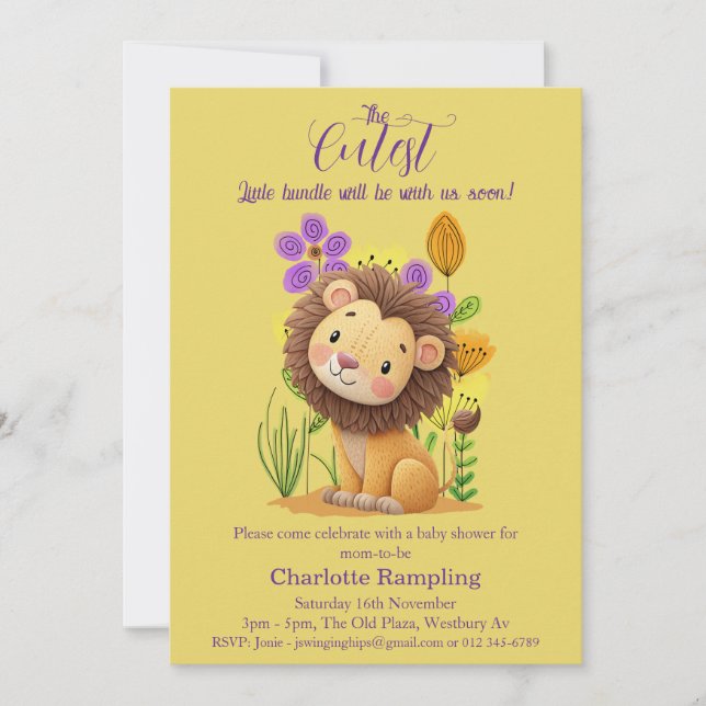Lejona Unge Baby Shower på Azure-inbjudan Inbjudningar (Framsida)