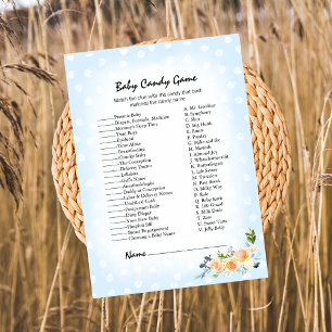 Lejona Unge Blommigt Blue Baby Candy Shower Game Program