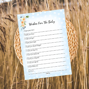 Lejona Unge Blommigt Blue Önskemål for Baby Shower Program
