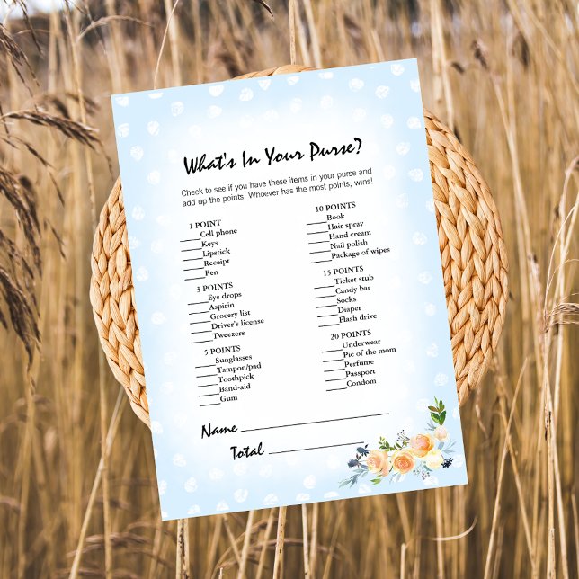 Lejona Unge Blommigt Blue What's in your Purse Gam Program (Skapare uppladdad)