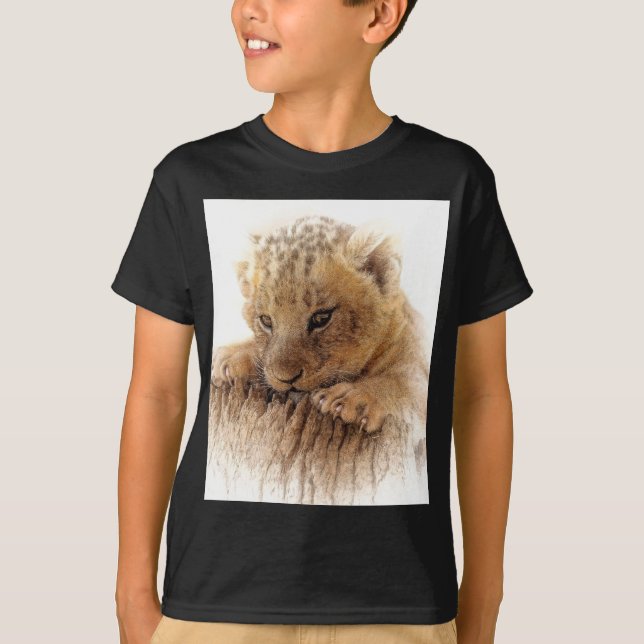 Lejona unge nära söt öga-sökning tee shirt (Framsida)