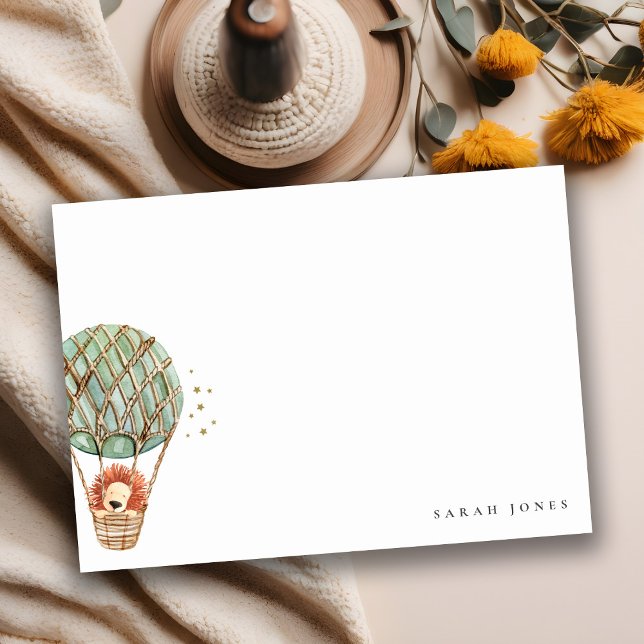 Lejona vattenfärgsbarn i Eco Grönt Luftballong Anteckningskort (Skapare uppladdad)