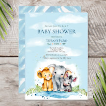 Lejona Zebra-duschar i Cute Baby Safari Animal Ele