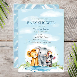 Lejona Zebra-duschar i Cute Baby Safari Animal Ele Inbjudningar