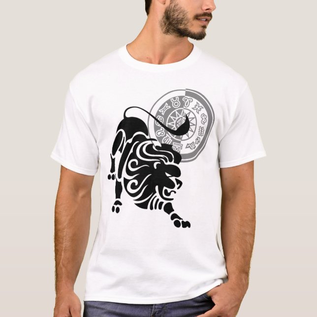 Lejona zodiac-diagram för grekiska stil Leo T Shirt (Framsida)