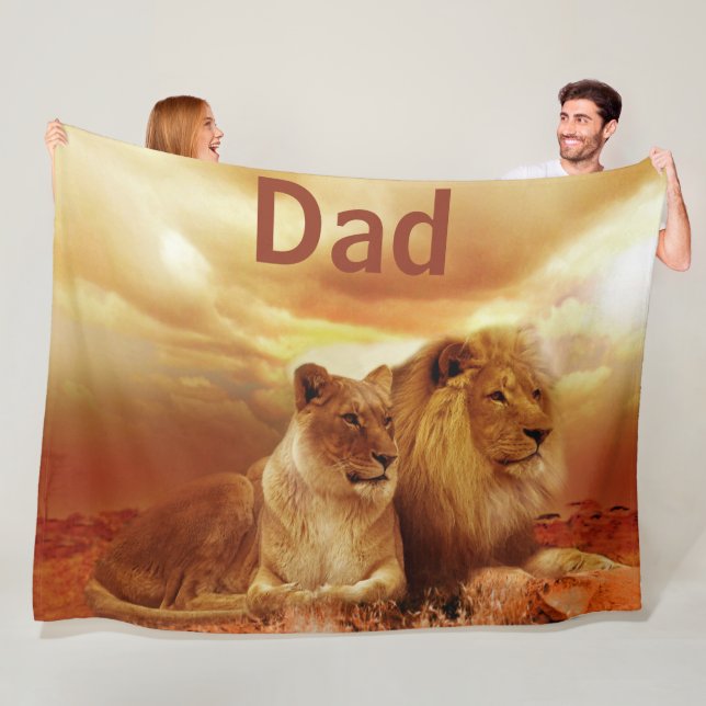 Lejonare och Lioness Anpassningsbar Fleece Blanket (På plats)