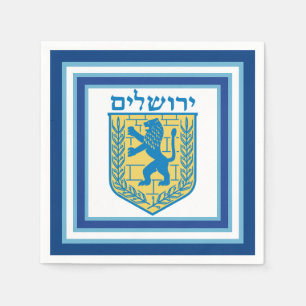 Lejonare om Judah Emblem Jerusalem Hebrew Pappersservett