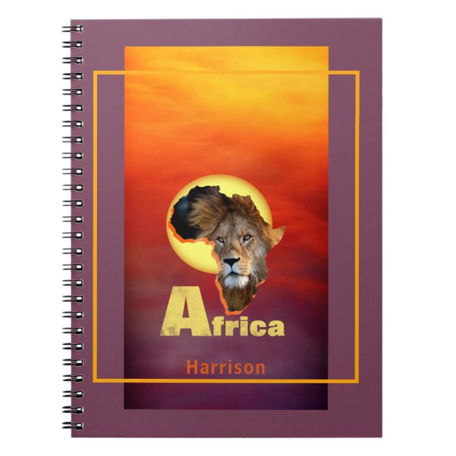 Lejonare Safari Afrika Sunset Personlig Anteckningsbok (Framsidan)