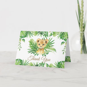 Lejonare Unge Tropical Grey Jungle Baby Shower Tack Kort