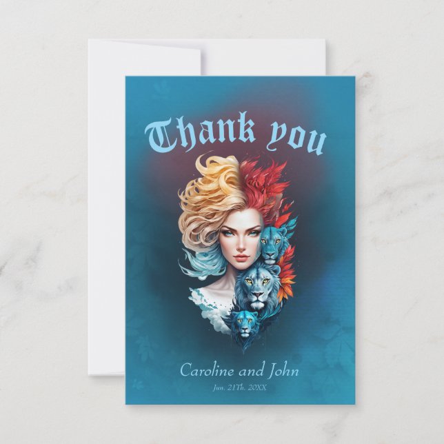 Lejona's Öga och Starry Hair Tack Kort (Framsida)