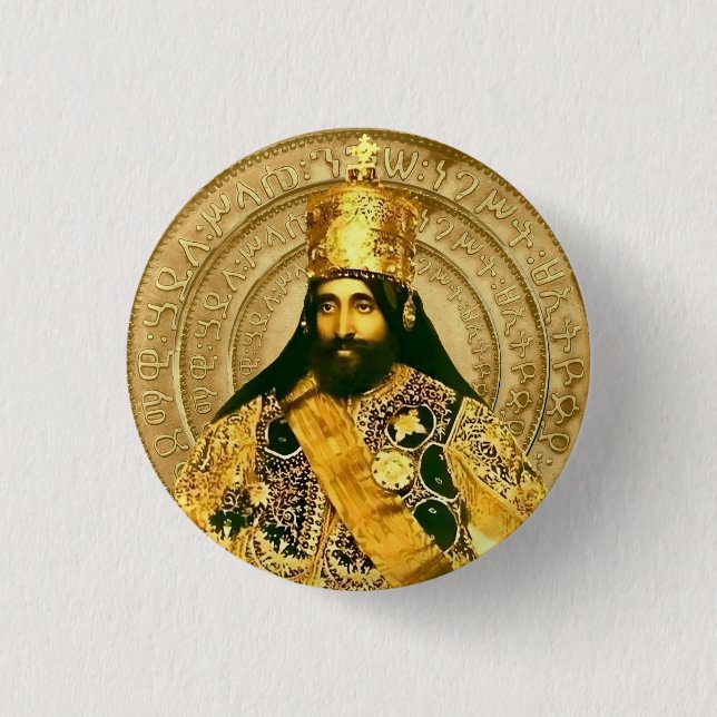Lejonet av Juda Jah Army Haile Selassie Rasta Root Knapp (Framsida)