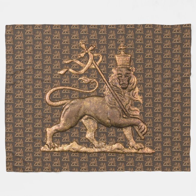 Lejonet av Juda Jah Army INI Haile Selassie Rasta Fleecefilt (Framsidan (Horisontell))
