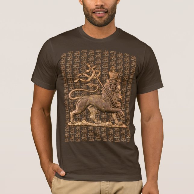 Lejonet av Juda Jah Army INI Haile Selassie Rasta T Shirt (Framsida)