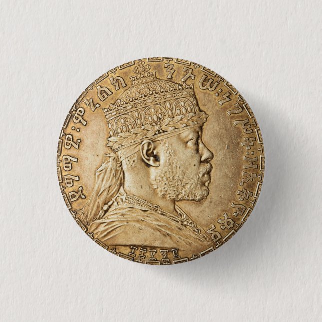 Lejonet av Juda Jah Army Menelik II Rasta Roots Knapp (Framsida)