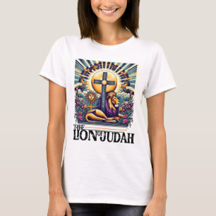 Lejonet av Juda män kvinnor vintage religiöst djur T Shirt