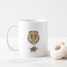 Lejonet Guld & Svart Grafisk Mugg