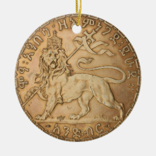 Lejonet Juda Haile Selassie I Jah Rastafari HAN Julgransprydnad Keramik