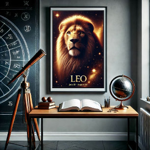 Lejonet Lejon Zodiak Celestial Affisch