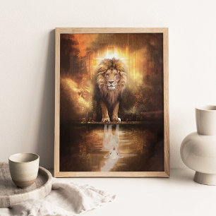 Lejonet och Lammet, kristen konst, religiös Poster