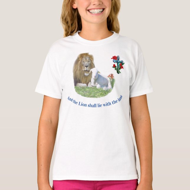 Lejonet och lammet Kristna presenter T-shirt (Framsida)