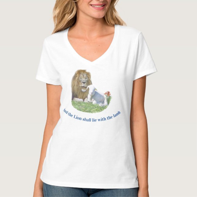 Lejonet och lammet Kristna presenter T-Shirt (Framsida)