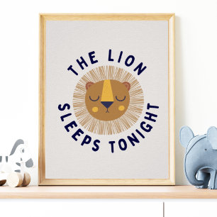 Lejonet sover Safari Art Print   Nursery Art Poster