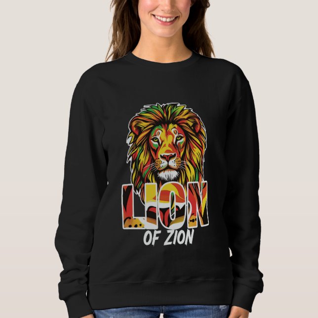 Lejonet Zion Rasta Reggae Design T Shirt (Framsida)